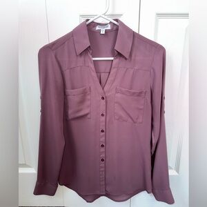 Express Dusty Mauve Button-Down Shirt